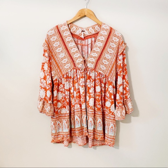 FREE PEOPLE Moonlight Dance Floral Boho Top NWT - Picture 2 of 7